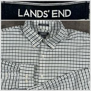 Land's‎ End XL Tall Traditional Fit Crisp Plaid Supima Cotton Button Down Shirt